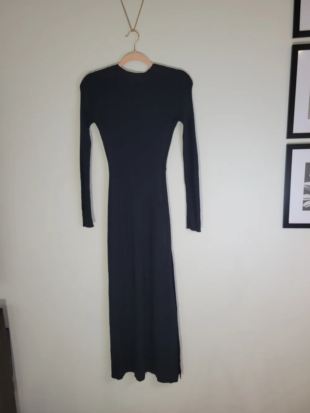 Abercrombie & Fitch Black Women Long-Sleeve Button-Accent Maxi Dress